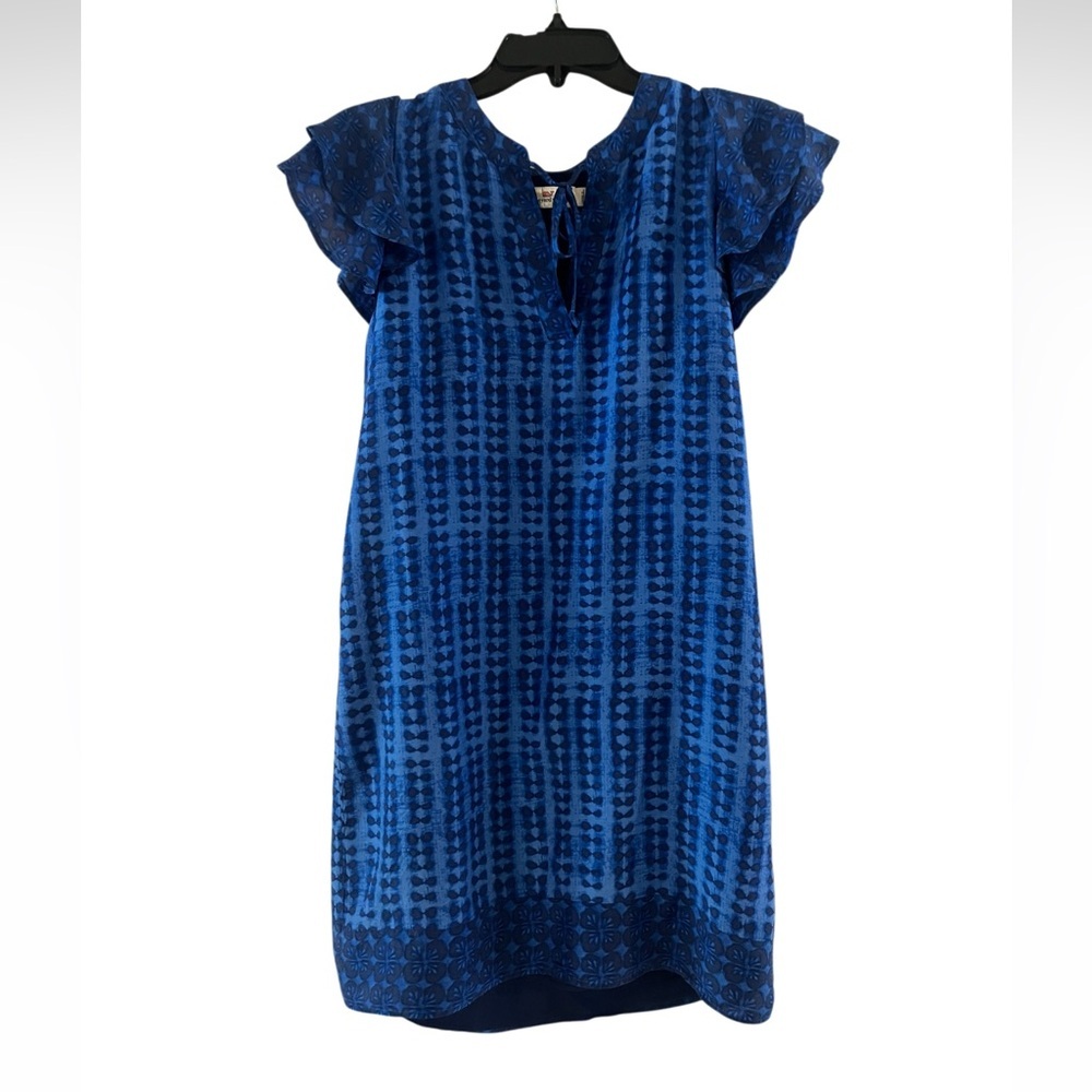 Vineyard Vines Shibori Vinyard Silk Blend Tunic Dress in Blue Patter-Size XS